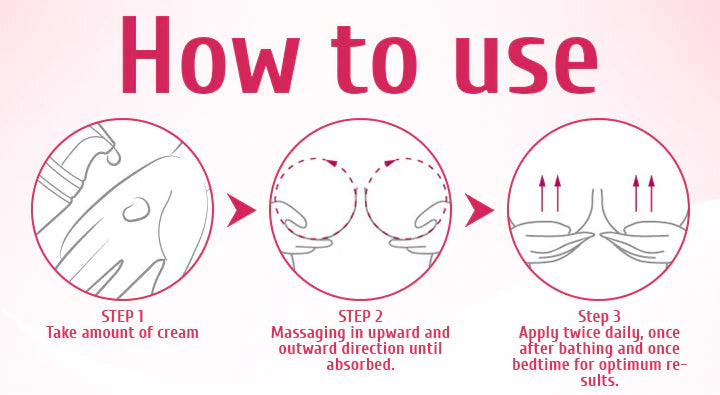3-step guide on how to massage and increase breast size naturally with herbal cream and oil.