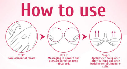 3-step guide on how to massage and increase breast size naturally with herbal cream and oil.