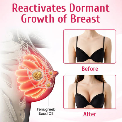 Before and after results of using fenugreek oil to increase breast size naturally.